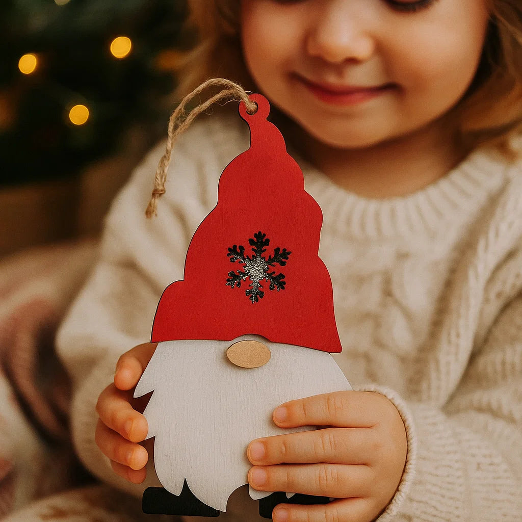 Wooden Christmas Gnome Ornament – Festive Holiday Decoration