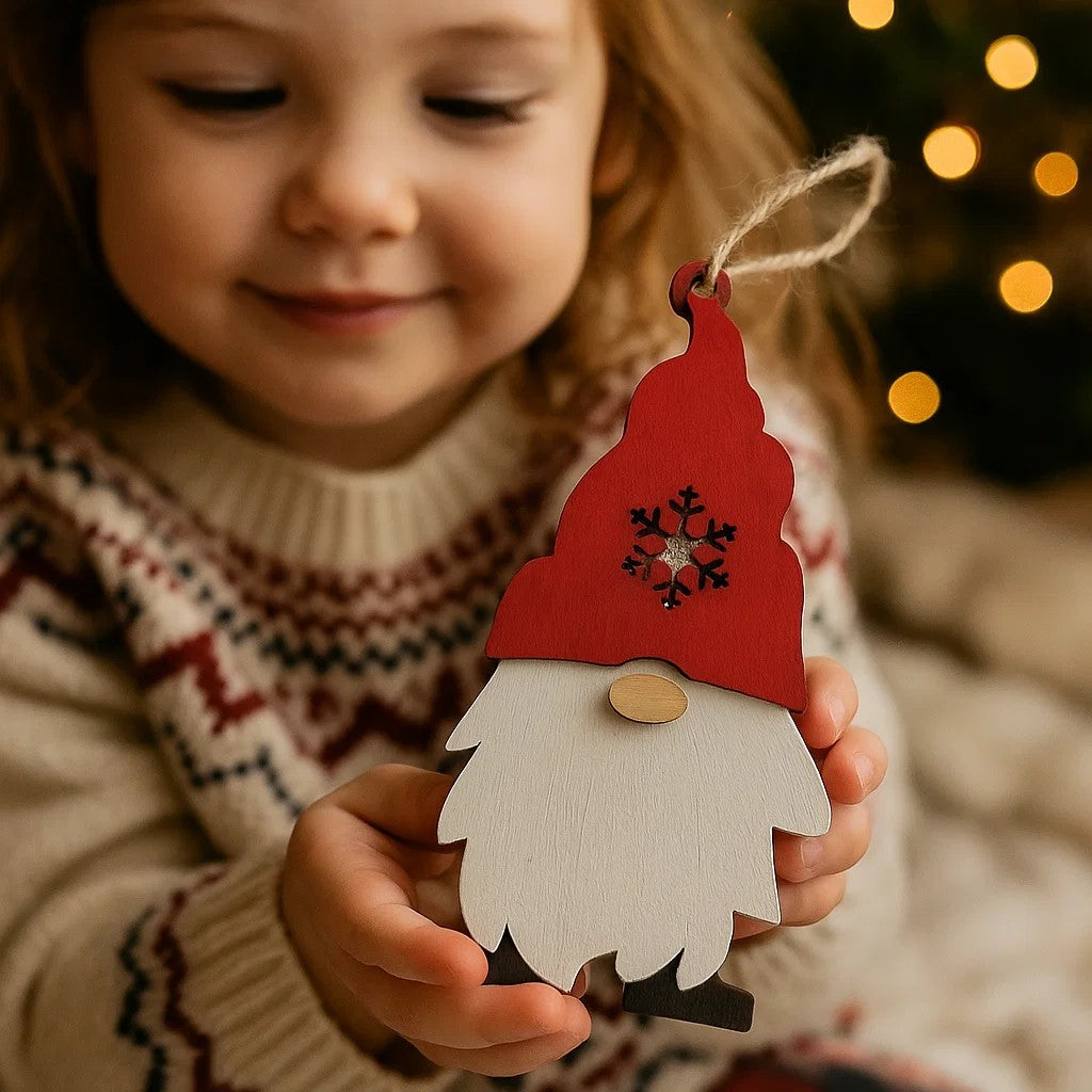 Wooden Christmas Gnome Ornament – Festive Holiday Decoration