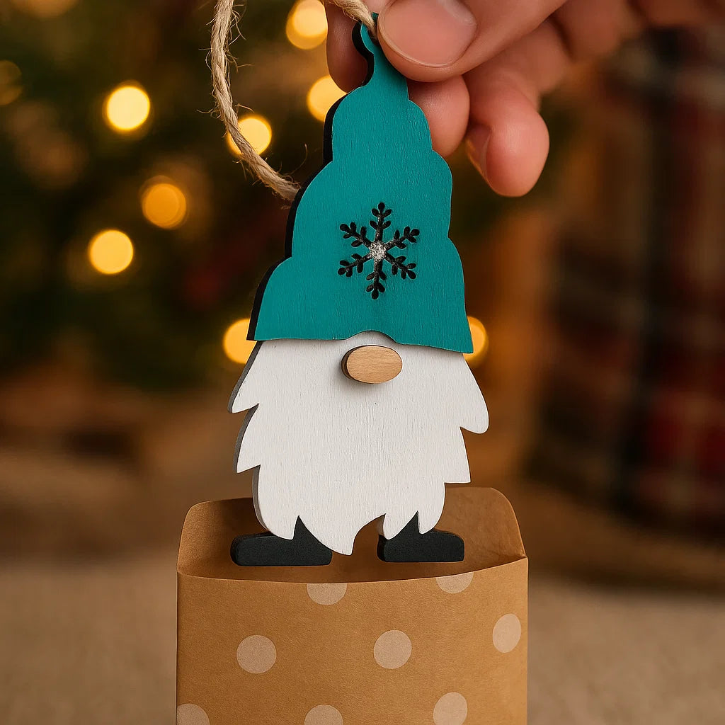Wooden Christmas Gnome Ornament – Festive Holiday Decoration