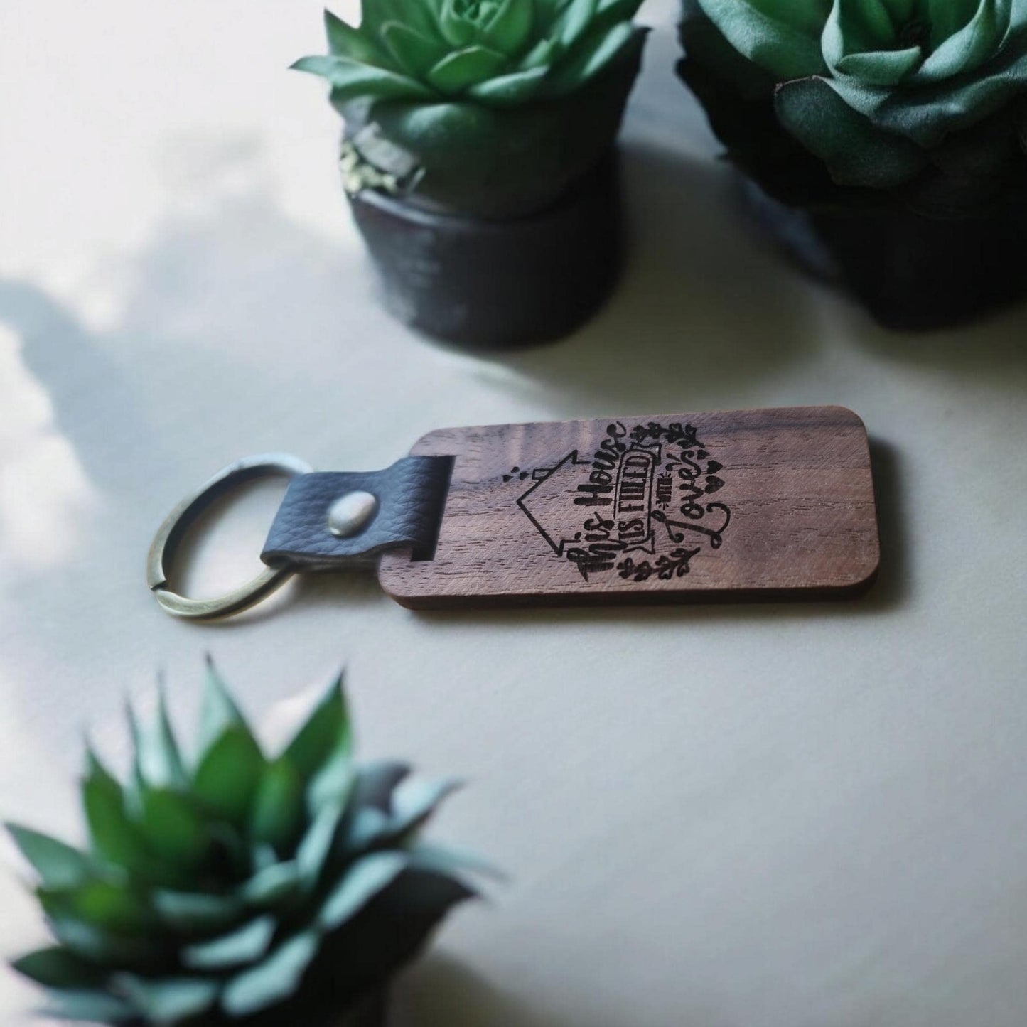 Personalized Walnut Wood Keychain
