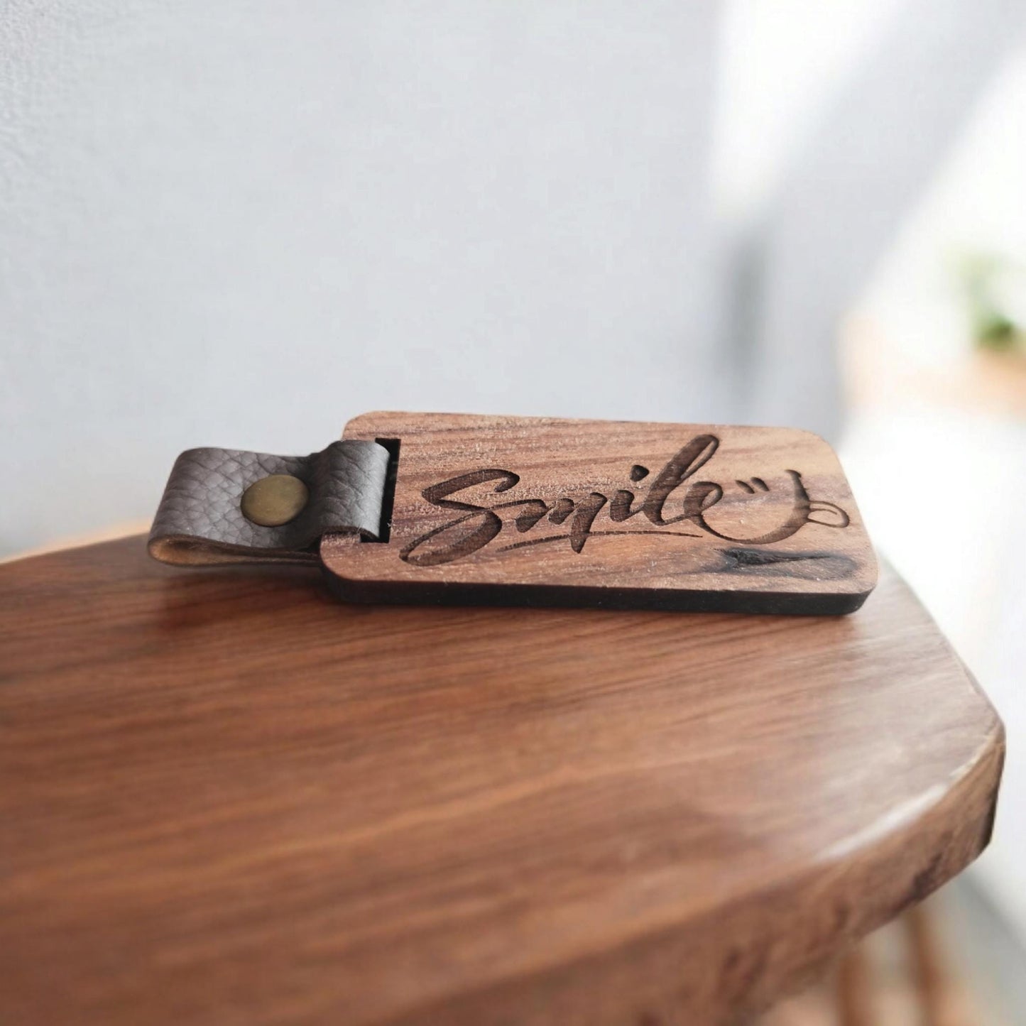 Personalized Walnut Wood Keychain