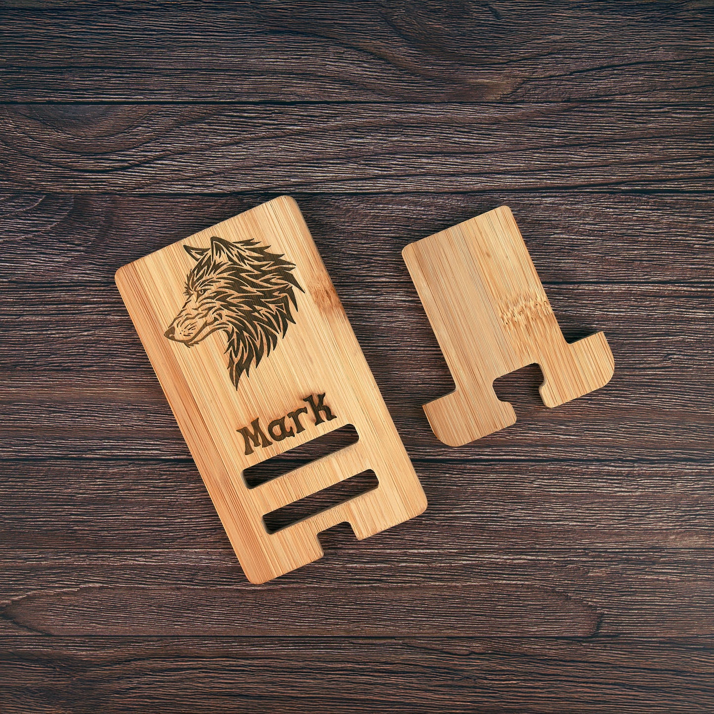 Personalized Phone Holder – Wooden Stand with Individual Engraving