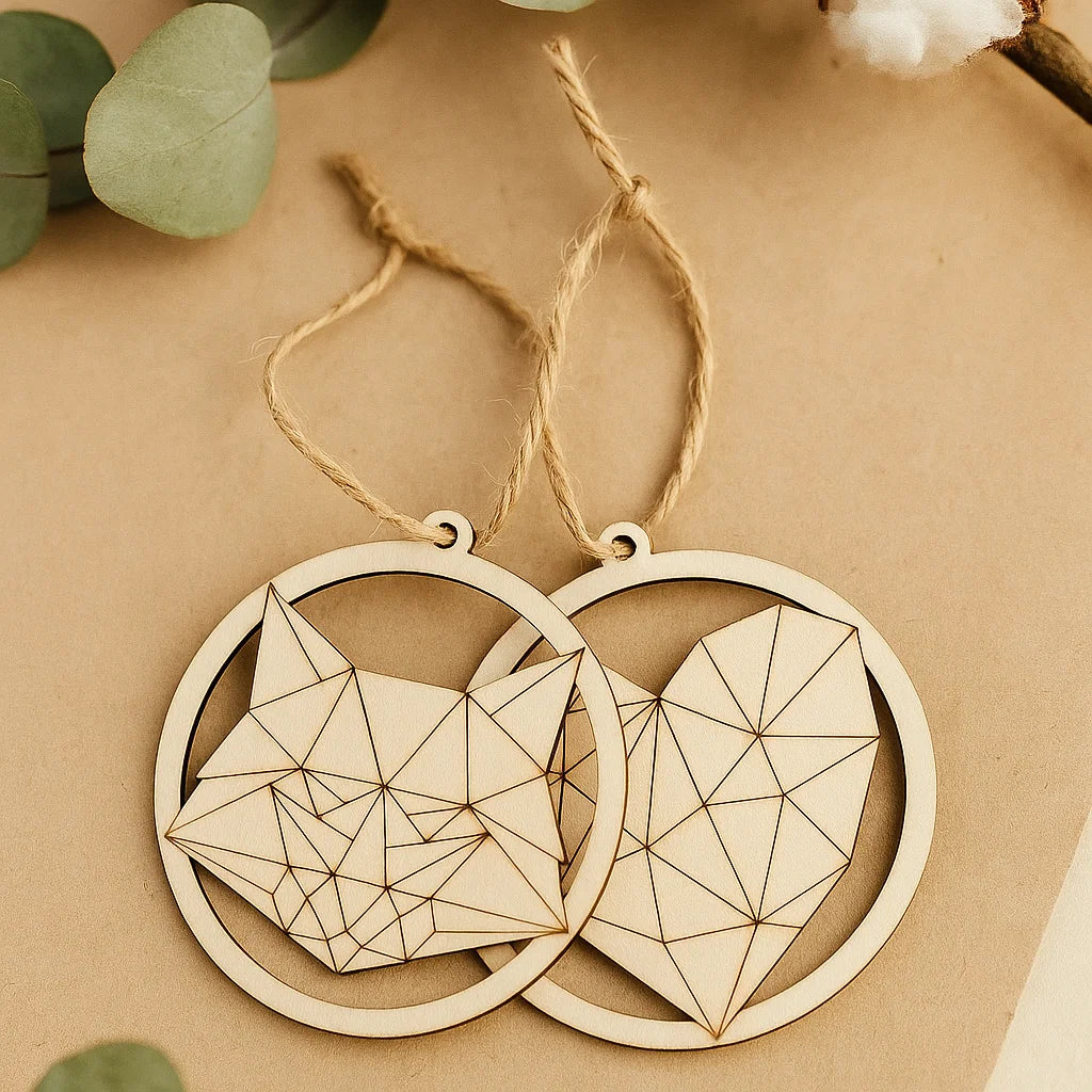 Wooden Christmas Ornaments – Geometric & Cute Laser-Cut Designs