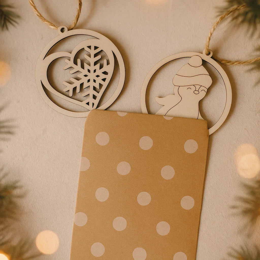 Wooden Christmas Ornaments – Geometric & Cute Laser-Cut Designs