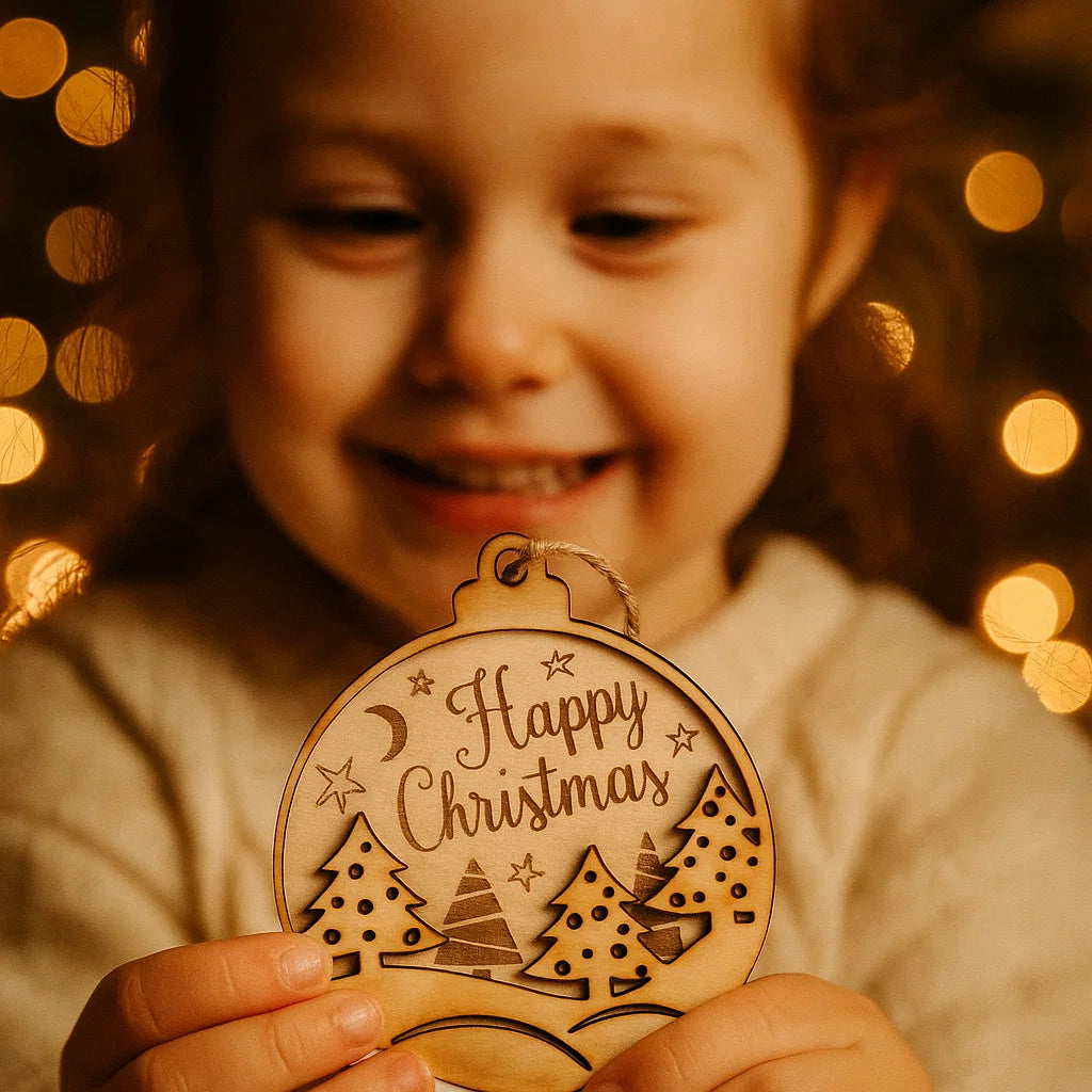 Wooden Christmas Bauble Ornament – Laser-Cut Holiday Designs