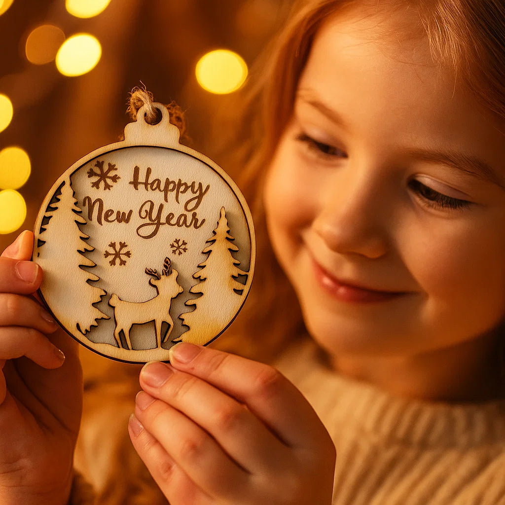 Wooden Christmas Bauble Ornament – Laser-Cut Holiday Designs