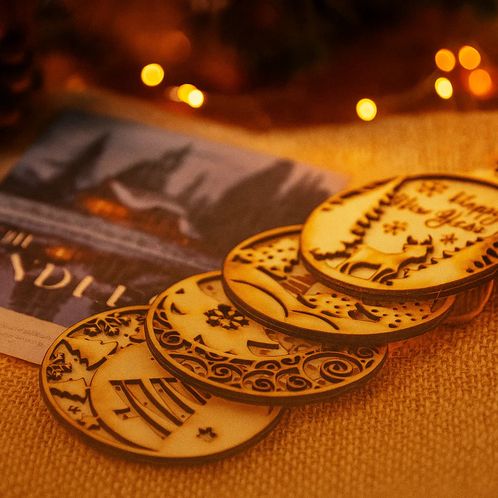 Wooden Christmas Bauble Ornament – Laser-Cut Holiday Designs