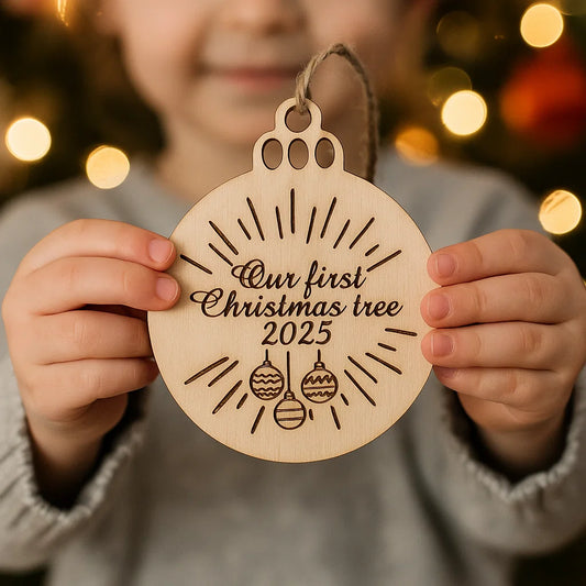 Wooden Christmas Bauble – Our First Christmas Tree 2025