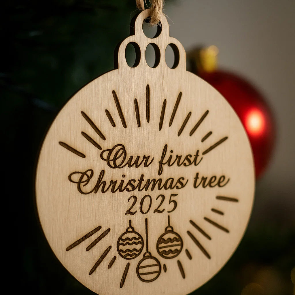 Wooden Christmas Bauble – Our First Christmas Tree 2025