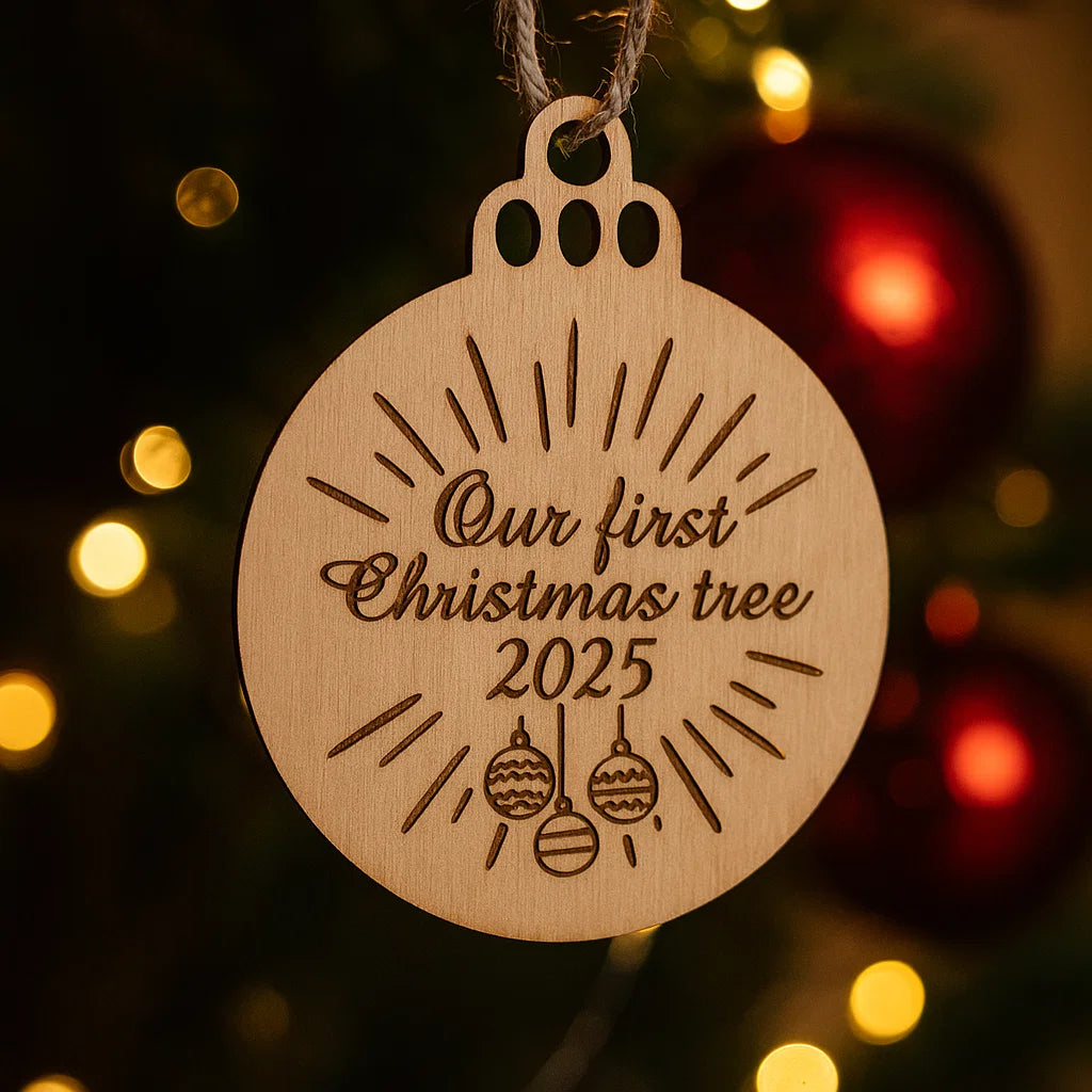 Wooden Christmas Bauble – Our First Christmas Tree 2025