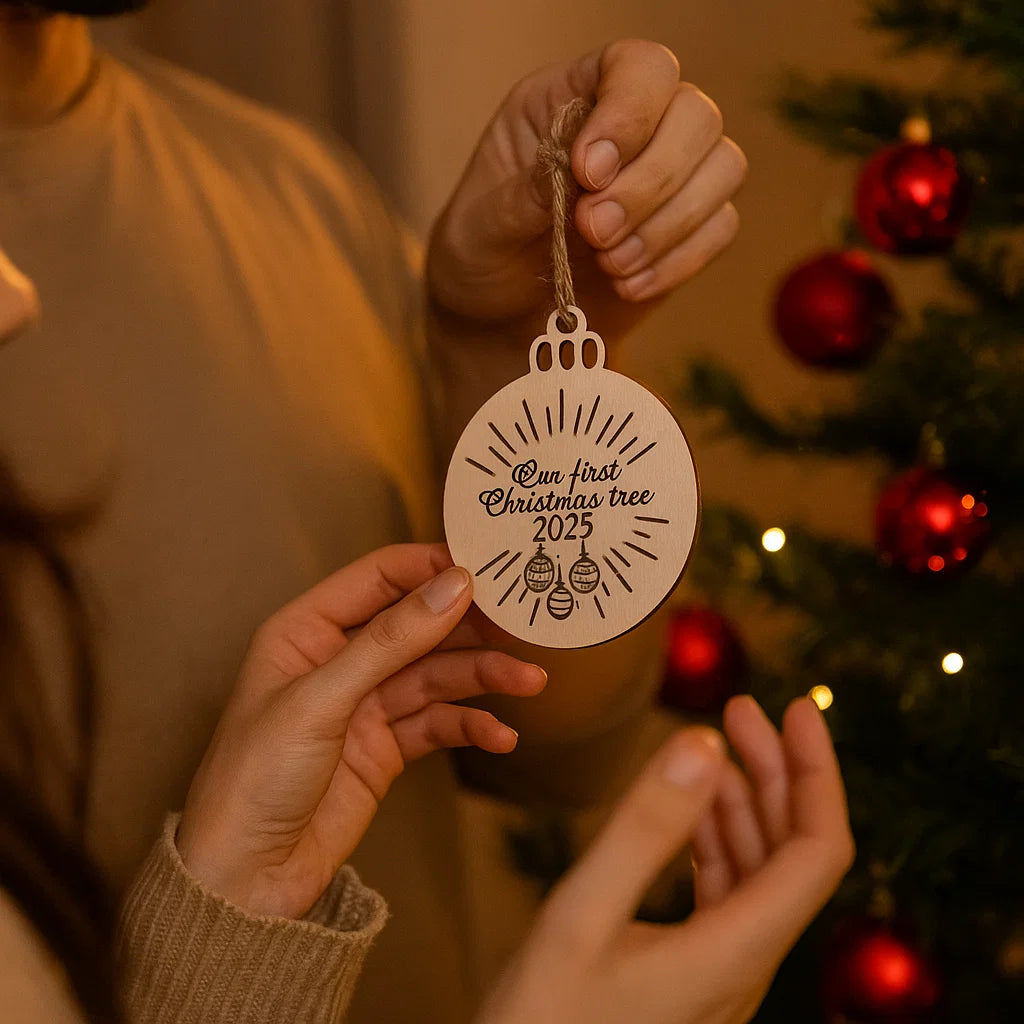 Wooden Christmas Bauble – Our First Christmas Tree 2025