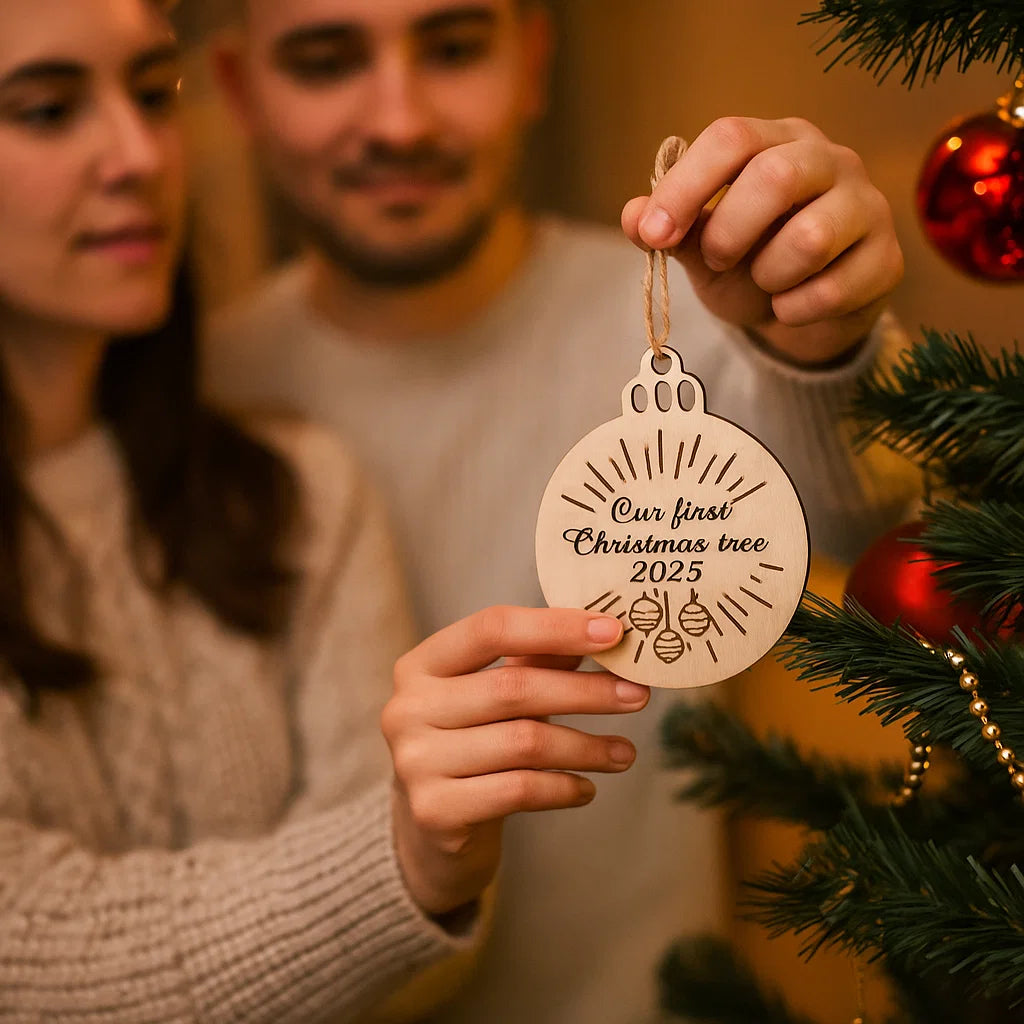 Wooden Christmas Bauble – Our First Christmas Tree 2025