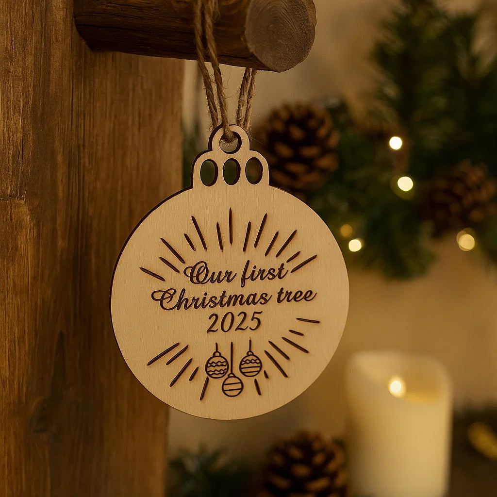 Wooden Christmas Bauble – Our First Christmas Tree 2025