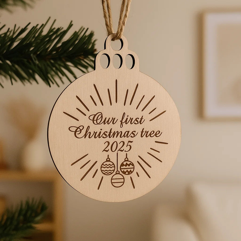 Wooden Christmas Bauble – Our First Christmas Tree 2025
