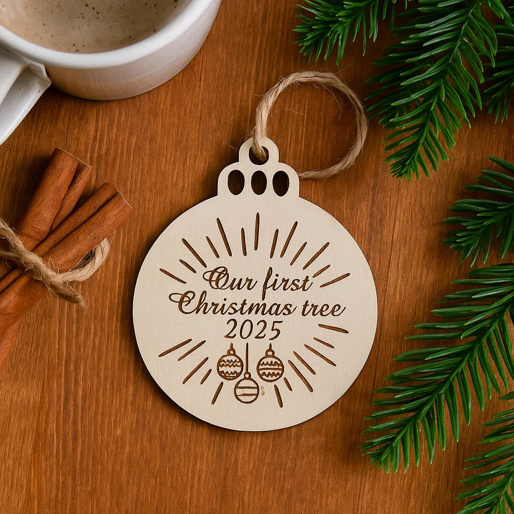 Wooden Christmas Bauble – Our First Christmas Tree 2025