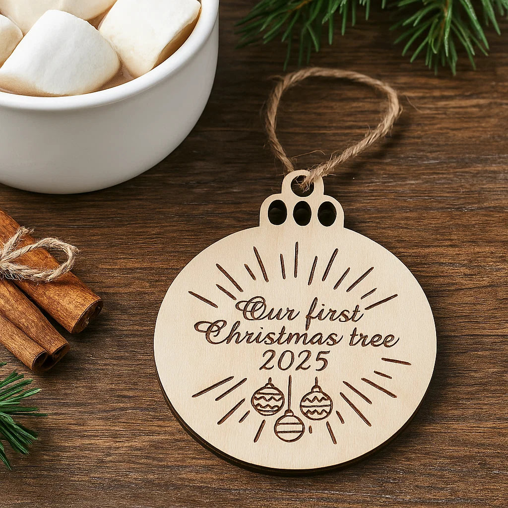 Wooden Christmas Bauble – Our First Christmas Tree 2025